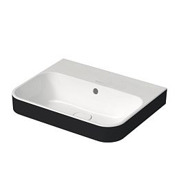 Duravit Happy D.2 Plus Раковина 500х400мм с переливом,  без отв под смес, с креплением,  выпуск с керам. покрытием цвет: Anthracite matt/белый купить в Москве: интернет-магазин StudioArdo