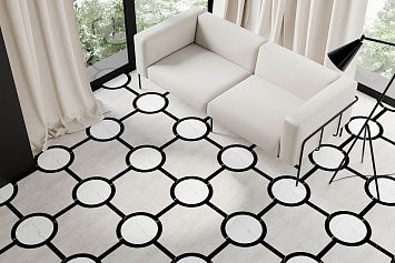 Панно ART NATURA Royal Classic (Керамогранит ART NATURA: Travertino Dianox Grey, Marmo Nero Marquina Black Panther, Marmo Calacata Vagli Super White Glossy)