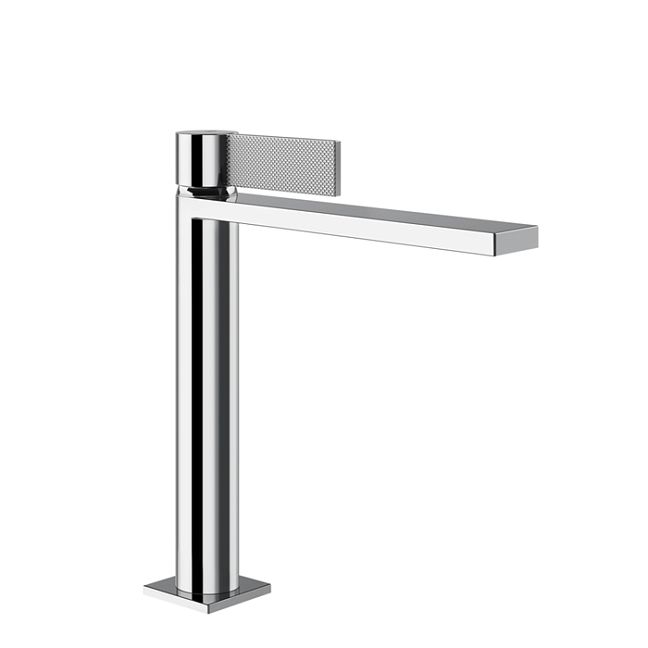 Gessi Inverso Diamantato Смеситель для раковины средней длины с донным клапаном Stop Go и соединительными шлангами, хром