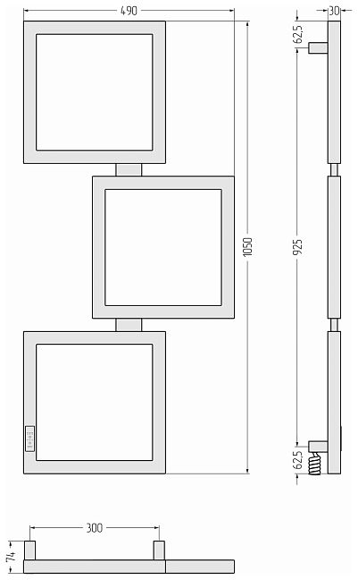 Сунержа Этюд Полотенцесушитель электрический 105x50 Золотой шёлк