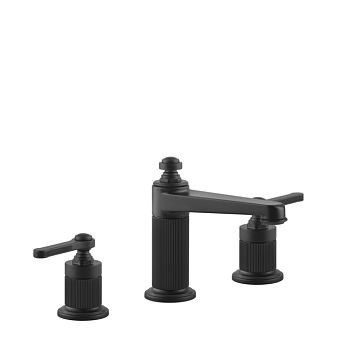 Gessi Venti20 Смеситель для раковины на 3 отверстия, высота излива 98 мм., в комплекте с донным клапаном, черный матовый