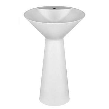 Gessi Cono Раковина напольная из Cristalplant d 46 H 900 мм,без перелива, с 1 отв. под смес, слив в стену, с сифоном и донным клап, матовый белый