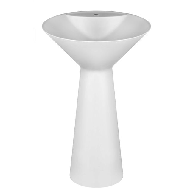 Gessi Cono Раковина напольная из Cristalplant d 46 H 900 мм,без перелива, с 1 отв. под смес, слив в стену, с сифоном и донным клап, матовый белый