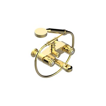 THG CORVAIR FIOR DI BOSCO Смеситель для ванны настенный, с ручным душем и шлангом 1500 мм., цвет: полированное золото