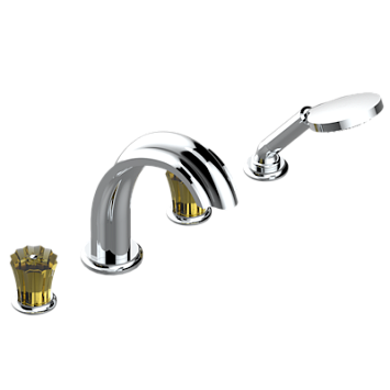 Смеситель для ванны THG Mille Nuits - Champagne crystal набортный на 4 отв. с изливом СУПЕР ГОЛИАФ