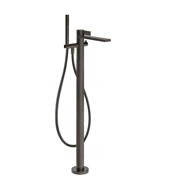 Gessi Inverso Rigato Внешняя часть напольного смесителя для ванны с перекл и ручным душем , Black Metal Br. PVD