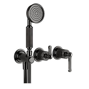 Gessi Venti20 Смеситель встраиваемый, однорычажный, с перекл. на 2 положения, с ручным душем и шлангом 1500 мм., вн часть, Black Metal PVD