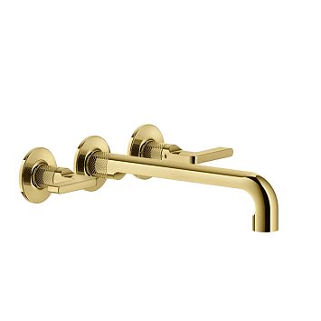 Gessi Inciso Встраиваемый смеситель для раковины на 3 отверстия с изливом 255-235мм (внешние части), золото
