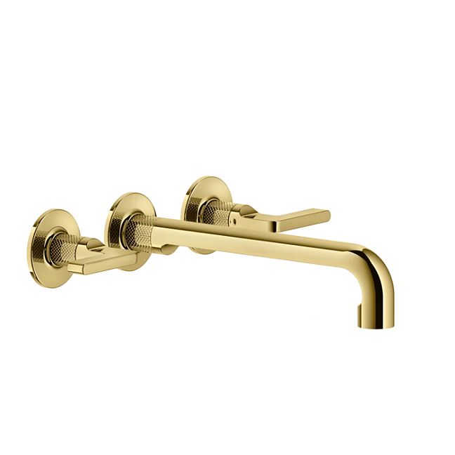 Gessi Inciso Встраиваемый смеситель для раковины на 3 отверстия с изливом 255-235мм (внешние части), золото