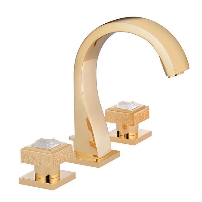 THG Masque de Femme metal gravee Смеситель для раковины, 3 отв., цвет: золото