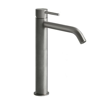 Gessi 316 Смеситель для раковины на 1 отверстие, высокий, h=305мм, без донного клапана, излив 156мм, steel brushed