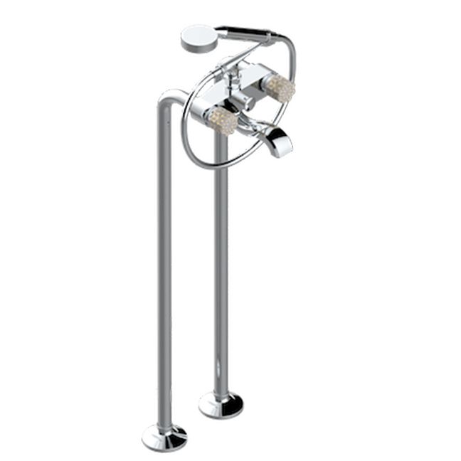 THG Nihal Porcelaine Ivoire Смеситель для ванны, напольный, с ручным душем и шлангом 150см., цвет: Хром