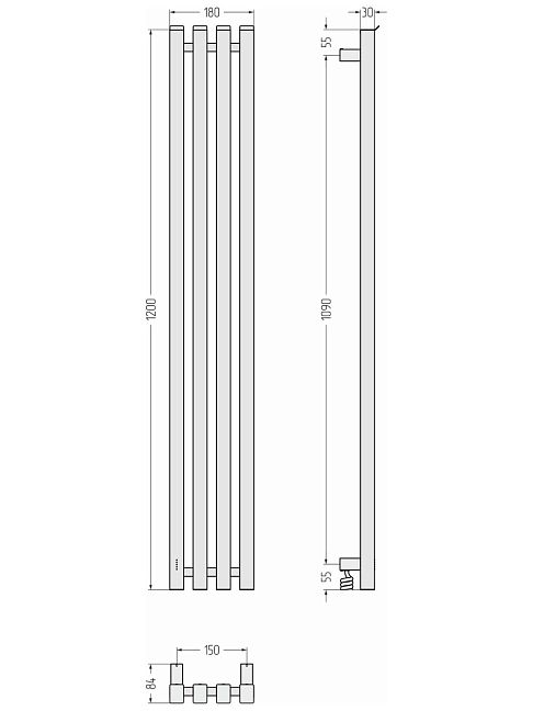 Сунержа Сатерленд 4.0 Полотенцесушитель электрический 120x15 Шампань
