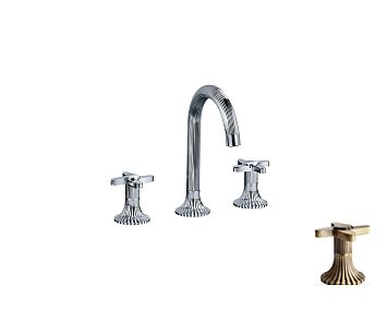 Jorger Cronos Смеситель для раковины на три отверстия, ручки "крест", цвет bronze (бронза)