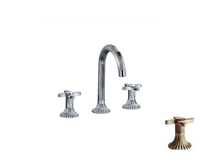 Jorger Cronos Смеситель для раковины на три отверстия, ручки "крест", цвет bronze (бронза)