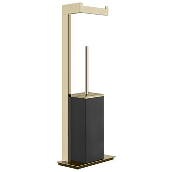 Gessi Rettangolo Напольный держатель для туалетной бумаги и ершик, черный, Brass Brushed PVD