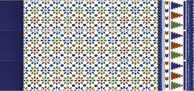 Керамическая плитка Ceramica Ribesalbes Zocalo Moldura Relieve Azul Valencia 5x20