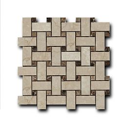 Мозаика Art&Natura Marble Mosaic Basket Weave (Botticino Fiorito + Dark Imperador) 30,5x30,5 купить в Москве: интернет-магазин StudioArdo