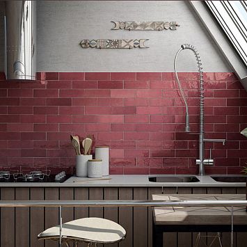Керамическая плитка Equipe Artisan Burgundy 6,5x20