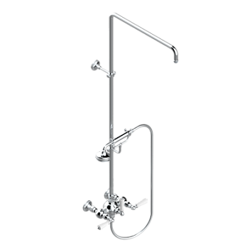Смеситель THG 1900 a manettes для душа встраиваемый в стену / переключатель / открытая душевая колонна / душ "телефон", шланг и настенные рожки для лейки - межцентровое расстояние 150 мм. (без верхней лейки)