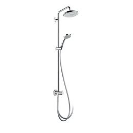 Душевая система Hansgrohe Croma Showerpipe: верхний душ 220 1jet, ручной душ, штанга для душа, держатель, цвет: хром купить в Москве: интернет-магазин StudioArdo