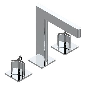 THG ICON-X CARBONE GOLD Смеситель для раковины, 3 отв., с донным клапаном, цвет: хром