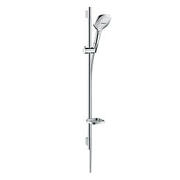 Душевой набор Hansgrohe Raindance Select E: штанга 90см., ручной душ 120, 3jet (Rain, RainAir, WhirlAir), EcoSmart, мыльница, шланг, цвет: хром купить в Москве: интернет-магазин StudioArdo