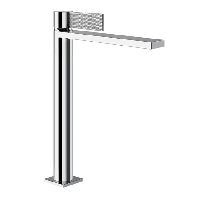 Gessi Inverso Diamantato Смеситель для раковины высокий с донным клапаном Stop Go и соединительными шлангами, хром