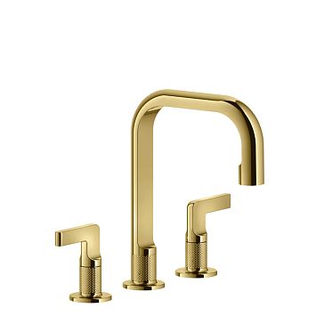 Gessi Inciso Смеситель для раковины на 3 отверстия с донным клапаном, излив 160мм, h=240мм, золото
