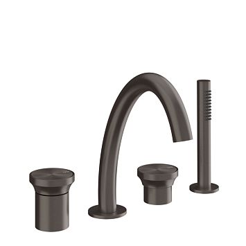 Gessi Origini Смеситель для ванны на 4 отв, с ручной лейкой Black Metal Brushed PVD
