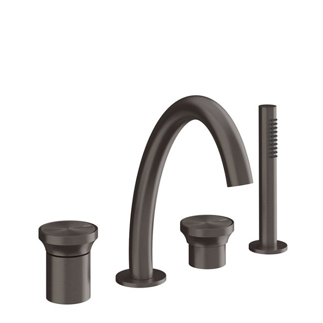 Gessi Origini Смеситель для ванны на 4 отв, с ручной лейкой Black Metal Brushed PVD