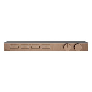 Gessi Hi-Fi Термостат для душа, с вкл. до 4 источников одновременно (внешняя часть), с полкой из черного мат. стекла, Copper Brushed PVD