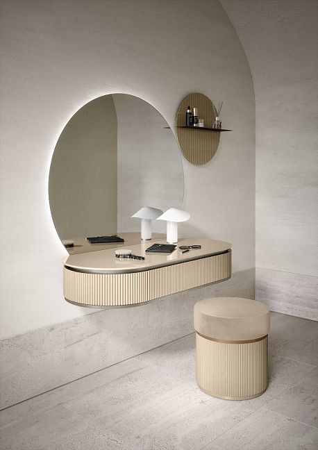 Комплект мебели Oasis Naos, напольный, мраморная столешница Nausica, Отделка: Глянцевый лакированный цвет "Prosecco Metal" / Сатиновый никель