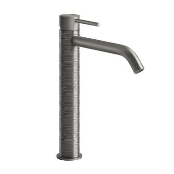 Gessi 316 Смеситель для раковины на 1 отверстие, высокий, h=305мм, без донного клапана, излив 156мм, steel brushed