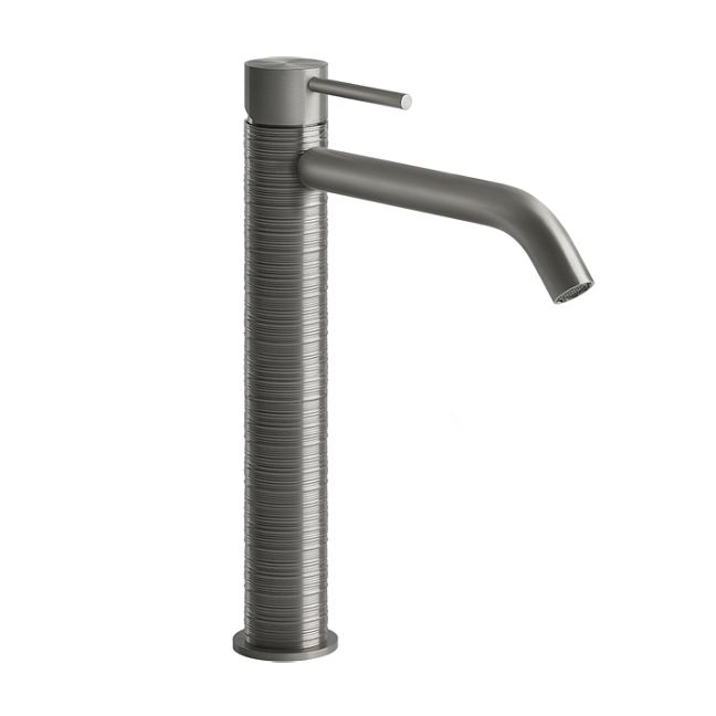 Gessi 316 Смеситель для раковины на 1 отверстие, высокий, h=305мм, без донного клапана, излив 156мм, steel brushed