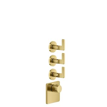 Gessi Inciso Встраиваемый термостатический смеситель на 3 источника, резьба 3/4 (внешние части), золото