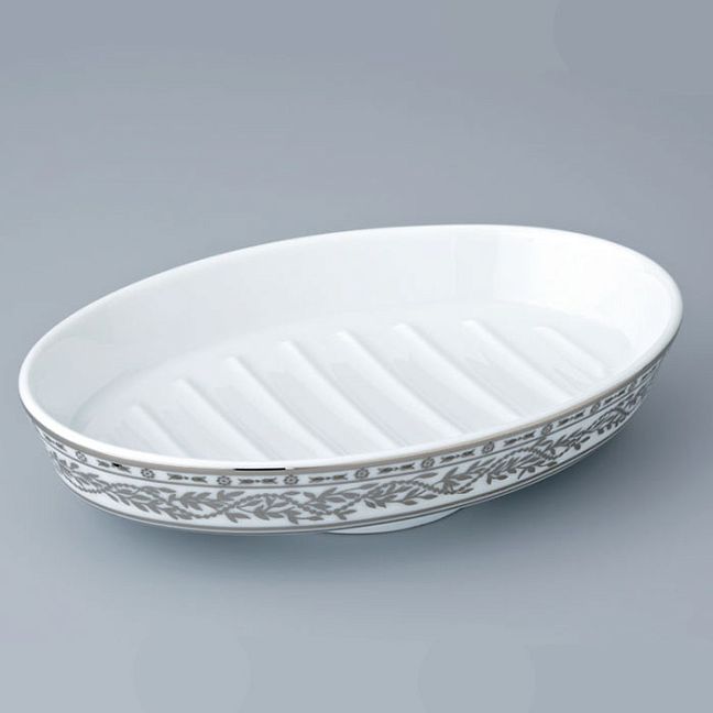 THG Marquise platinum decor Мыльница керамическая, настольная, декор платина, цвет: белый