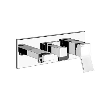 Gessi Rettangolo K Встраиваемый смеситель однорычажный, подводом воды, держателем лейки и переключателем PUSH(внешние части), хром