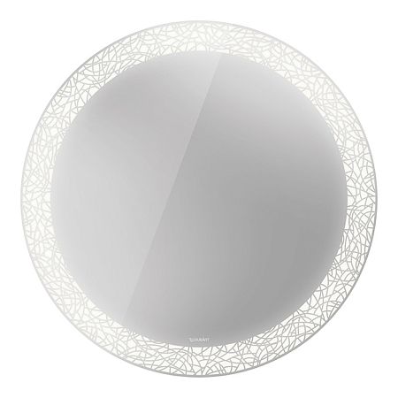 Duravit Happy D.2 Plus Зеркало круглое d900 мм, декор organic, LED 3500, 41w, сенсор, регулировка яркости, приглушение света + выключатель, G Вид под