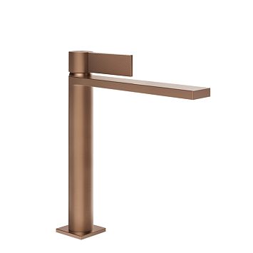 Gessi Inverso Diamantato Смеситель для раковины средней длины с донным клапаном Stop Go и соединительными шлангами, Copper Brushed PVD