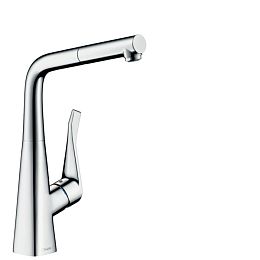 Смеситель для кухни Hansgrohe Metris M71 на 1 отв, поворотный излив: 21.9см с вытяжным душем, 1jet, h315мм, sBox, цвет: хром купить в Москве: интернет-магазин StudioArdo