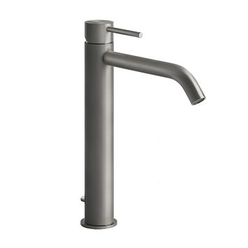 Gessi 316 Смеситель для раковины на 1 отверстие, высокий h=305мм, с донным клапаном, излив 155мм, steel brushed