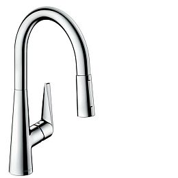 Смеситель для кухни Hansgrohe Talis M51 на 1 отв, поворотный излив: 21.3см с вытяжным душем, 2jet, h:18.5см, цвет: хром купить в Москве: интернет-магазин StudioArdo