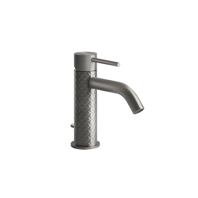 Gessi 316 Смеситель для раковины на 1 отверстие с донным клапаном, излив 123мм, steel brushed