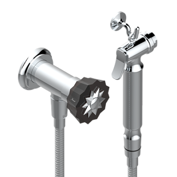 Душ гигиенический THG Mille Nuits - Brume crystal: вентиль, 1.25 м шланг, крючок, вывод для душа и лейка с клапаном