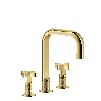 Gessi Inciso Смеситель для раковины на 3 отверстия с донным клапаном, излив 160мм, h=240мм, золото