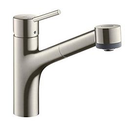 Смеситель для кухни Hansgrohe Talis M52 на 1 отв, поворотный излив: 22.2см с вытяжным душем, 2jet, h:16.5см, цвет: нержавейка купить в Москве: интернет-магазин StudioArdo