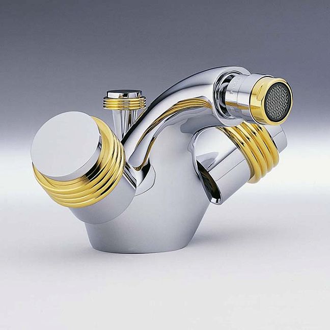 THG Diplomate grooved rings Смеситель для биде на 1 отверстие, с донным клапаном, цвет: хром/золото