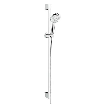 Душевой набор Hansgrohe Crometta Vario Unica: штанга 900mm, ручной душ, 1jet (Rain), шланг, цвет: белый/хром