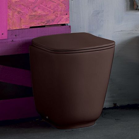 Унитаз Kerasan Tribeca  напольный пристенный 55 см, безободковый, c креплением WB5N, цвет: Borgogna matt